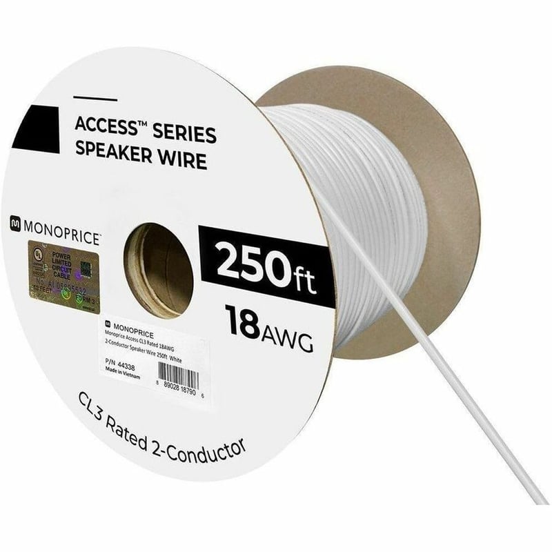 MONOPRICE ACCESS SERIES 18AWG CL3 RATED 2-CONDUCTOR SPEAKER WIRE 250FT WHITE - Thumbnail 4