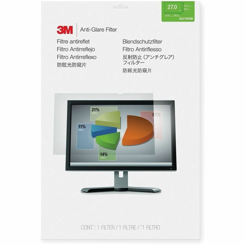 3M Anti-Glare Filter for 27in Monitor, 16:9, AG270W9B - Thumbnail 4