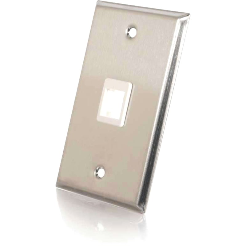 C2G 1-Port Single Gang Multimedia Keystone Wall Plate - Stainless Steel - Thumbnail 2