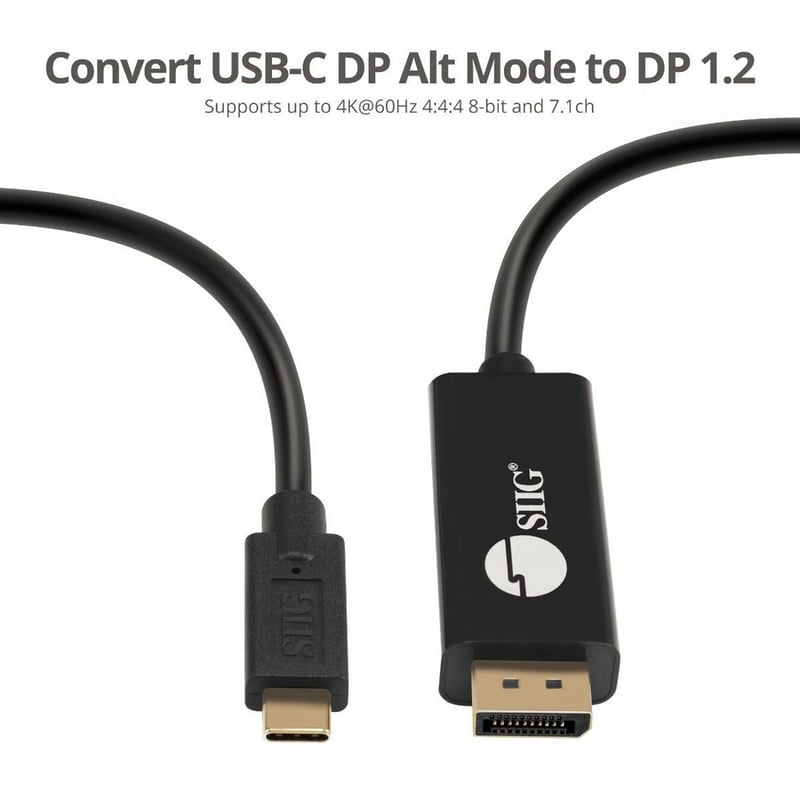 SIIG USB-C to DisplayPort Active Cable 4K 60Hz HDR - 2M - Thumbnail 2