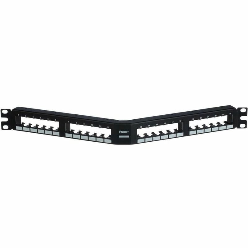 PanNet Mini-Com, Angled,Unshielded, Patch Panel, 24 Port, 1 RU, Black - Thumbnail 3