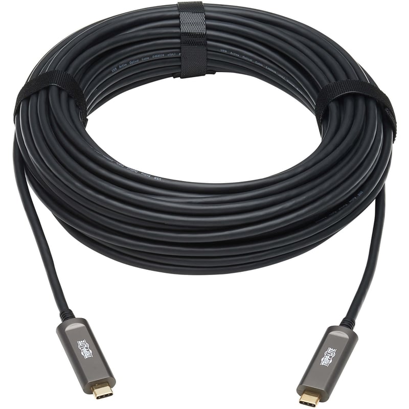 Tripp Lite by Eaton USB-C AOC Cable (M/M) - USB 3.2 Gen 2 (10 Gbps) Plenum-Rated Fiber Active Optical Cable - Data Only Black 10 m (33 ft.) - Thumbnail 1