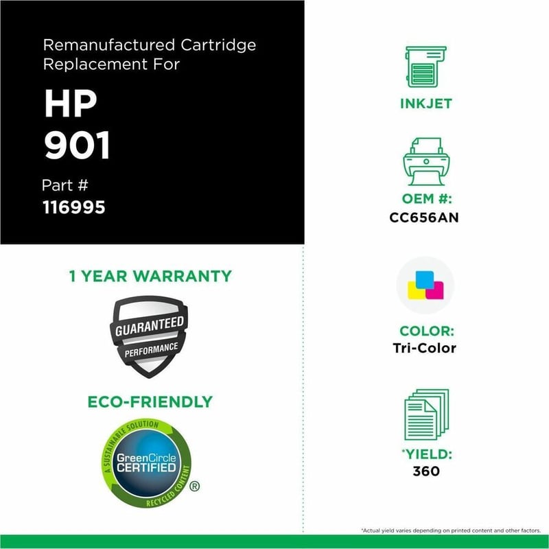 Clover Imaging Remanufactured Tri-Color Ink Cartridge for HP 901 (CC656AN) - Thumbnail 3