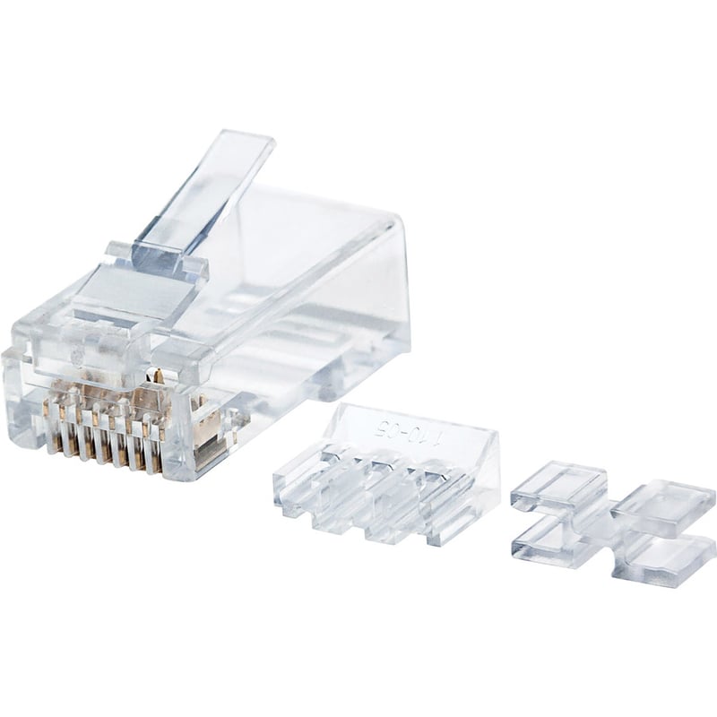 CAT6 RJ45 MODULAR PLUG. 50 GOLD-PLATED CONTACTS. THREE-PRONG TERMINAL FOR SOLID - Thumbnail 3
