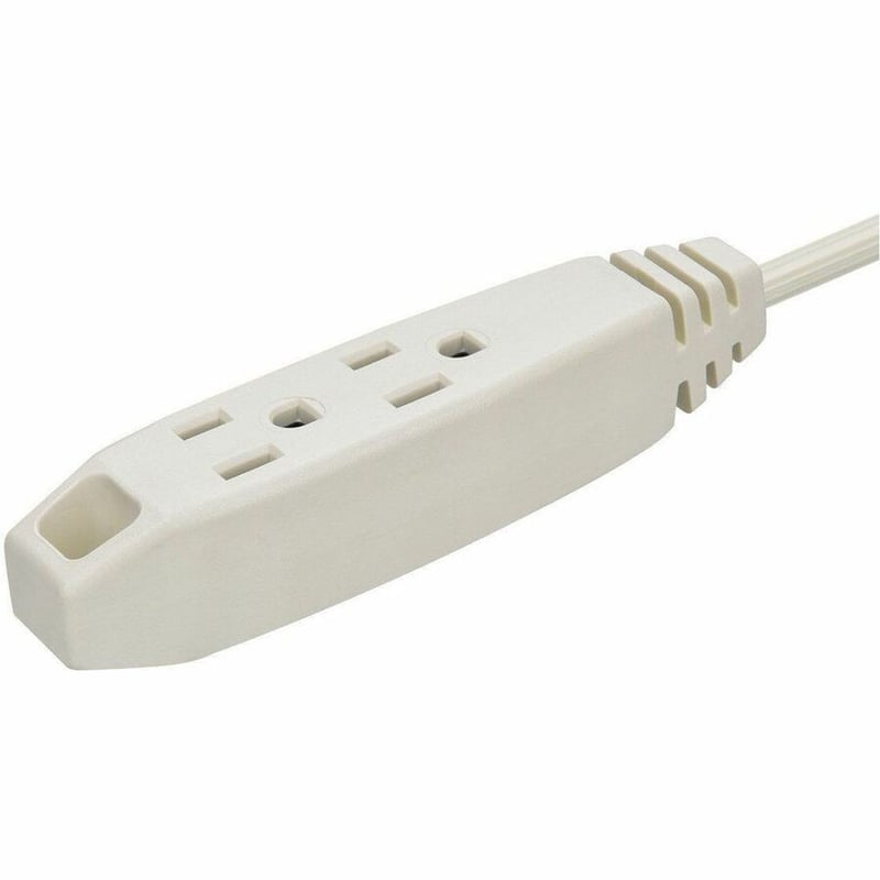 MONOPRICE 3-OUTLET FLAT PLUG HOUSEHOLD EXTENSION CORD_16AWG_13A_SPT-2_WHITE_10FT - Thumbnail 4