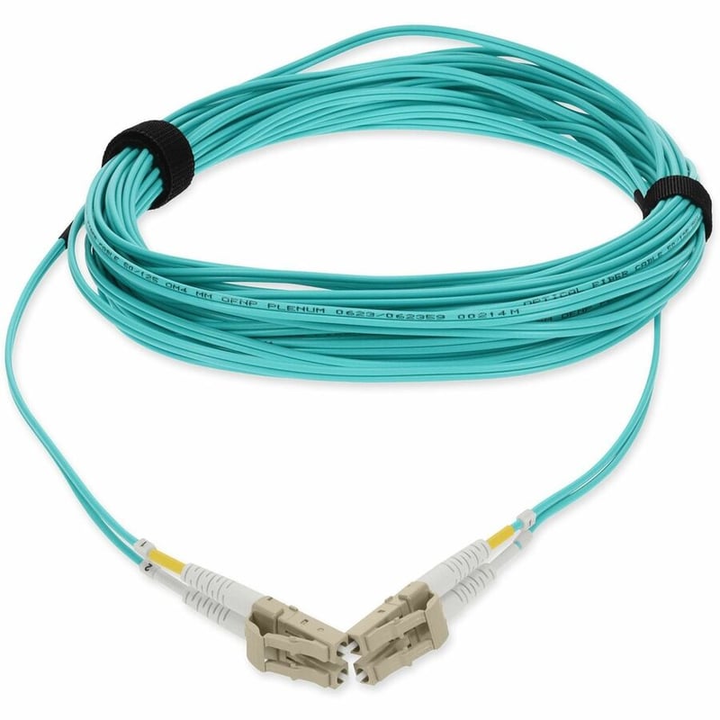 AddOn 9m LC to LC Aqua OM4 Duplex OFNP (Plenum-Rated) TAA Fiber Patch Cable