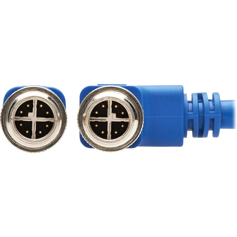 Eaton Tripp Lite Series M12 X-Code Cat6a 10G F/UTP CMR-LP Shielded Ethernet Cable (Right-Angle M/M), IP68, PoE, Blue, 1 m (3.3 ft.), TAA - Thumbnail 3