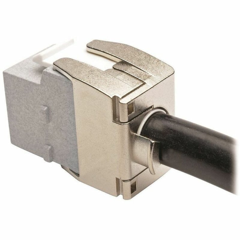 Tripp Lite by Eaton Cat6a Keystone Jack with Dust Shutter, 180-Degree Toolless - Silver - 1 x RJ-45 Female - Thumbnail 2