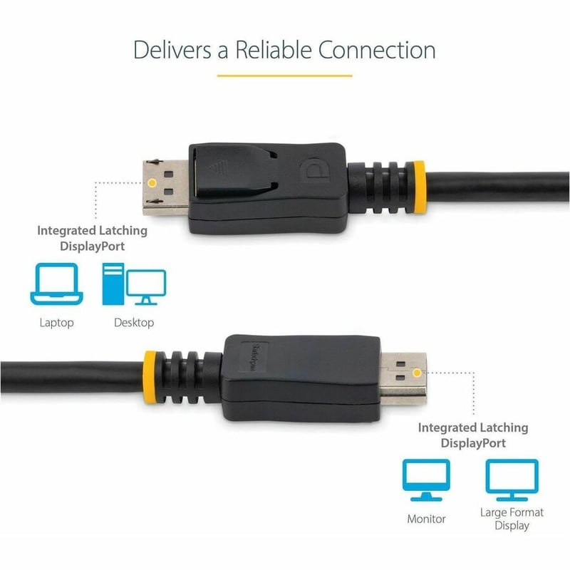 StarTech.com 3ft (1m) DisplayPort 1.2 Cable, 4K x 2K UHD VESA Certified DisplayPort Cable, DP Cable/Cord for Monitor, w/ Latches - Thumbnail 3