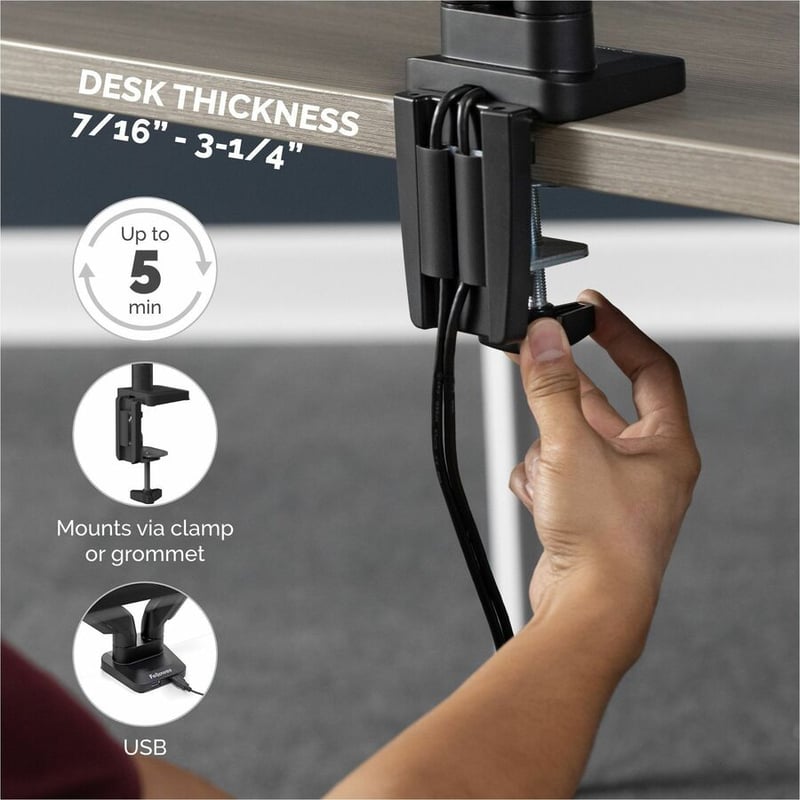 Fellowes Platinum Series Dual Stacking Monitor Arm - Thumbnail 4
