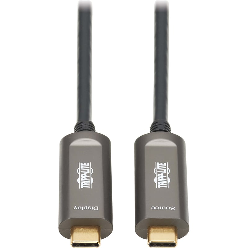 Eaton Tripp Lite Series USB-C to USB-C Plenum-Rated Fiber Active Optical Cable (AOC) - 4K 60 Hz, HDR, 4:4:4, M/M, Black, 15 m (49 ft.), Video-Only - Thumbnail 1