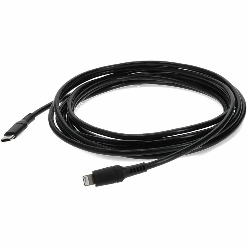 AddOn 1.0m (3.3ft) USB 3.1 Type (C) Male to Lightning Male Sync and Charge Black Cable - Thumbnail 1