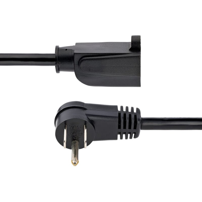StarTech.com 6ft (2m) Power Extension Cord, Right Angle NEMA 5-15P to NEMA 5-15R, 13A 125V, 16AWG, Black, Flat Outlet Extension Cable - Thumbnail 2