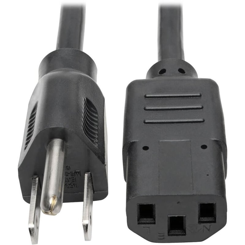 Eaton Tripp Lite Series Desktop Computer AC Power Cable, NEMA 5-15P to C13 - 13A, 125V, 16 AWG, 2 ft. (0.61 m), Black - Thumbnail 1