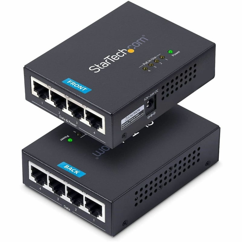 4-PORT GIGABIT POE+ MIDSPAN - POWER OVER ETHERNET INJECTOR - Thumbnail 1