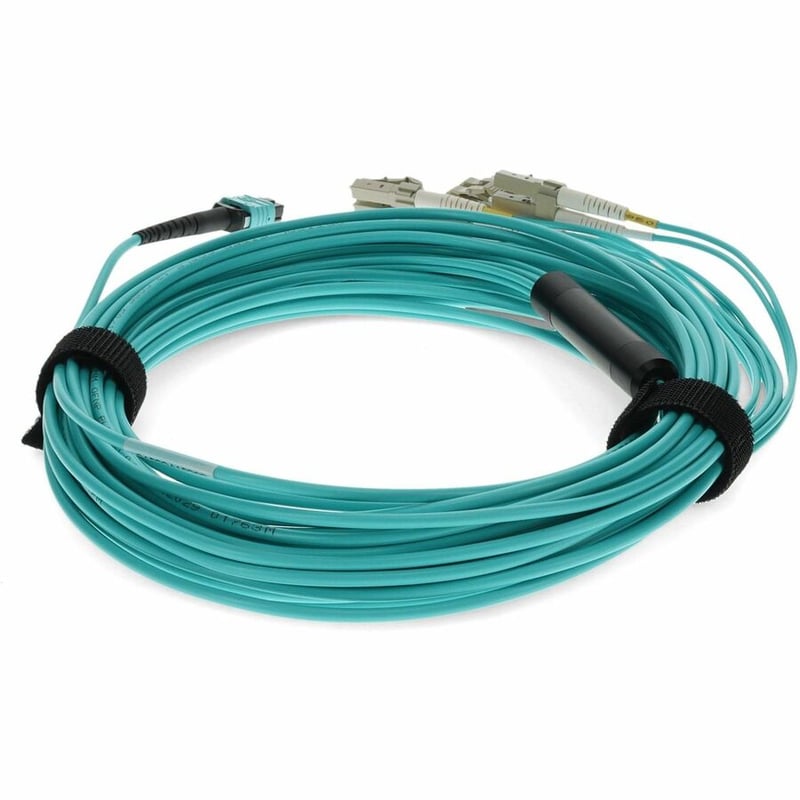 AddOn 1m MPO/UPC to 4xLC/UPC Duplex Aqua OM4 OFNP (Plenum-Rated) 8-Strand Fiber Fanout Cable - Thumbnail 4