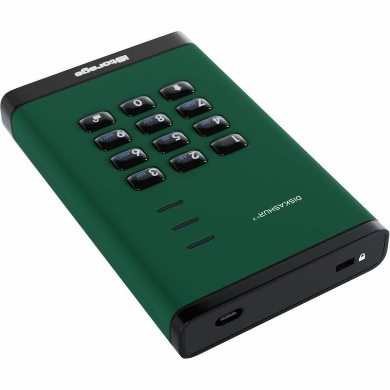 iStorage diskAshur3 500 GB Portable Hard Drive | Green | Incorporated Common Criteria EAL 5+ | PIN protected | AES 256-bit Full Disk Hardware Encryption | Dust/Water Resistant | TAA Compliant - Thumbnail 4