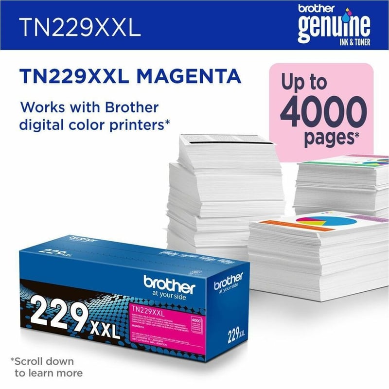 Brother Genuine TN229XXLM Super High-yield Magenta Toner Cartridge - Thumbnail 2