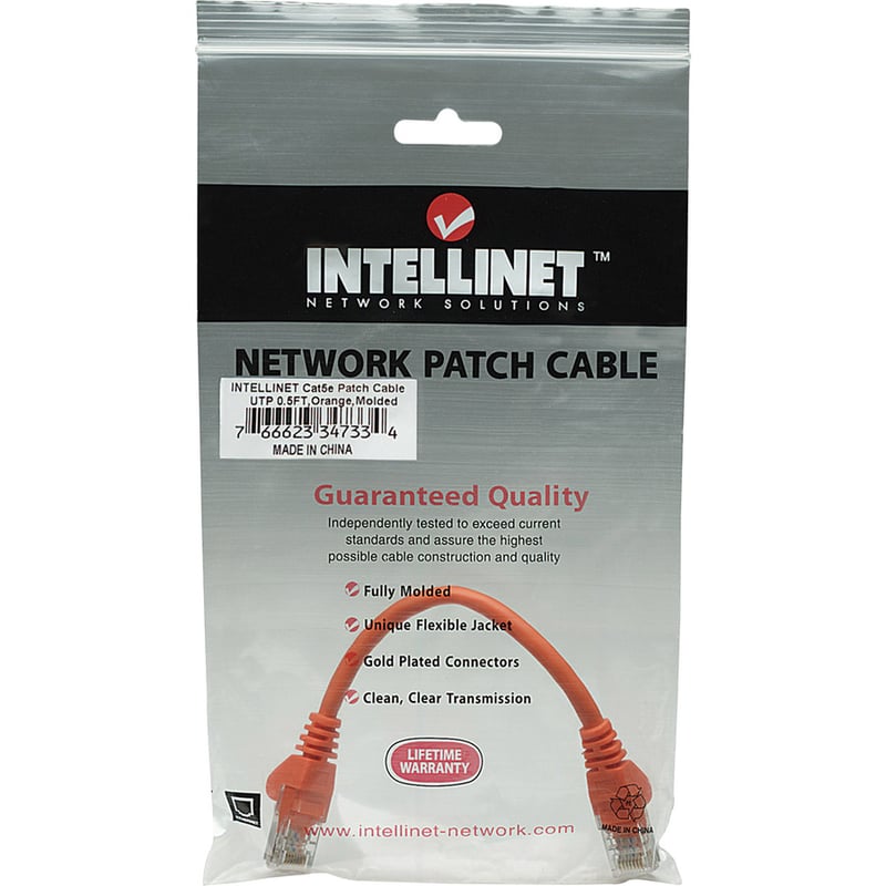 Intellinet Network Solutions Cat5e UTP Network Patch Cable, 100 ft (30 m), Orange - Thumbnail 4