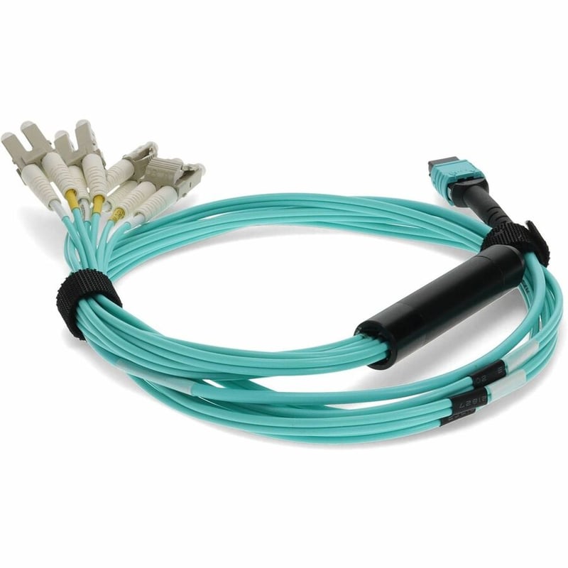 AddOn 3m MPO (Female) to 8xLC (Male) 8-Strand Aqua OM4 Fiber Fanout Cable - Thumbnail 4