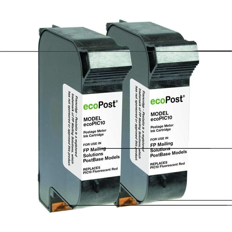 ecoPost Remanufactured Postage Meter Fluorescent Red 2 Pack Ink Cartridge for FP Mailing Solutions PIC10 - Thumbnail 2
