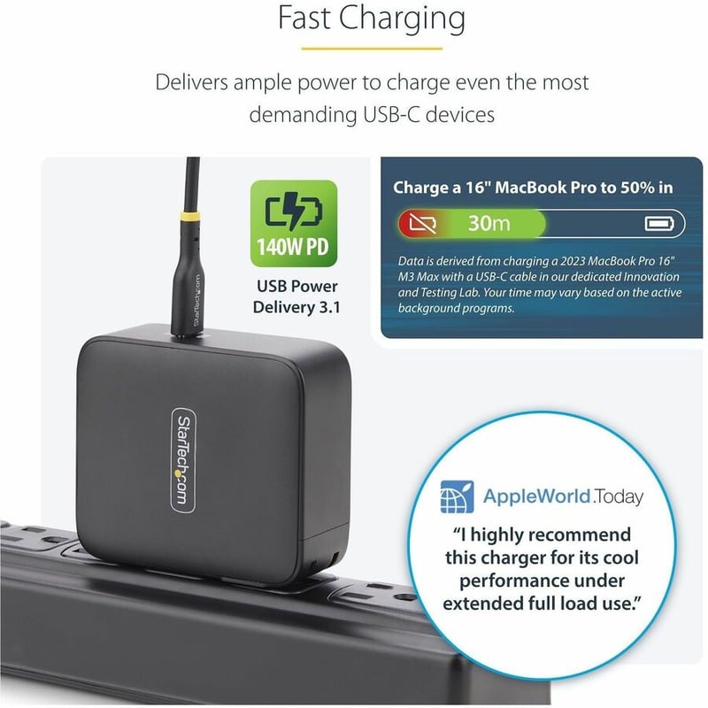 140W USB-C WALL CHARGER GAN POWER ADAPTER PORTABLE PD 3.1 - Thumbnail 5