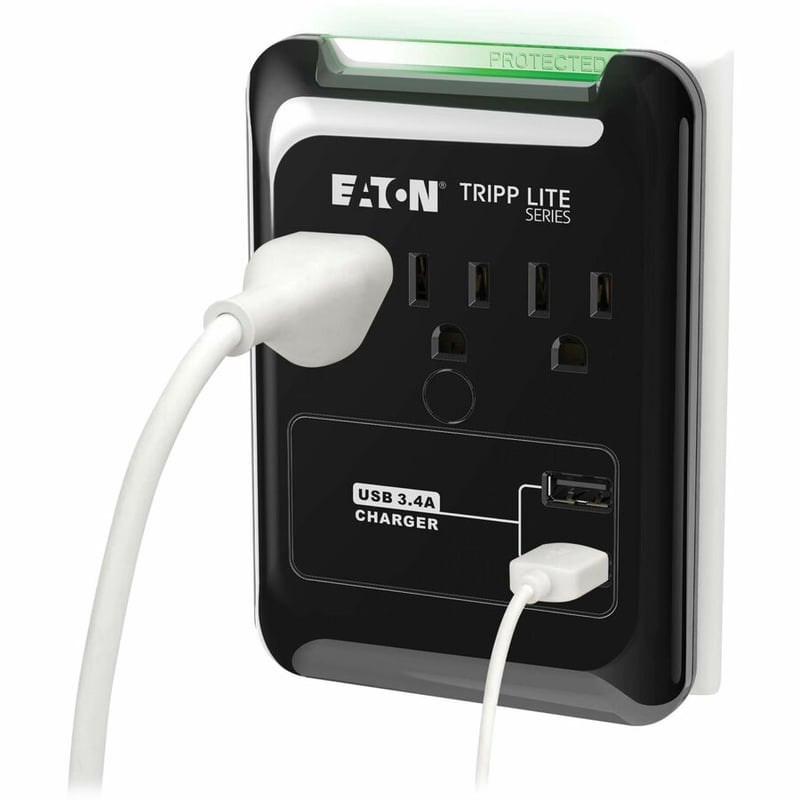 Tripp Lite by Eaton Protect It! 3-Outlet Surge Protector Direct Plug-In 540 Joules 3.4 A USB Charger Diagnostic LED - Thumbnail 2