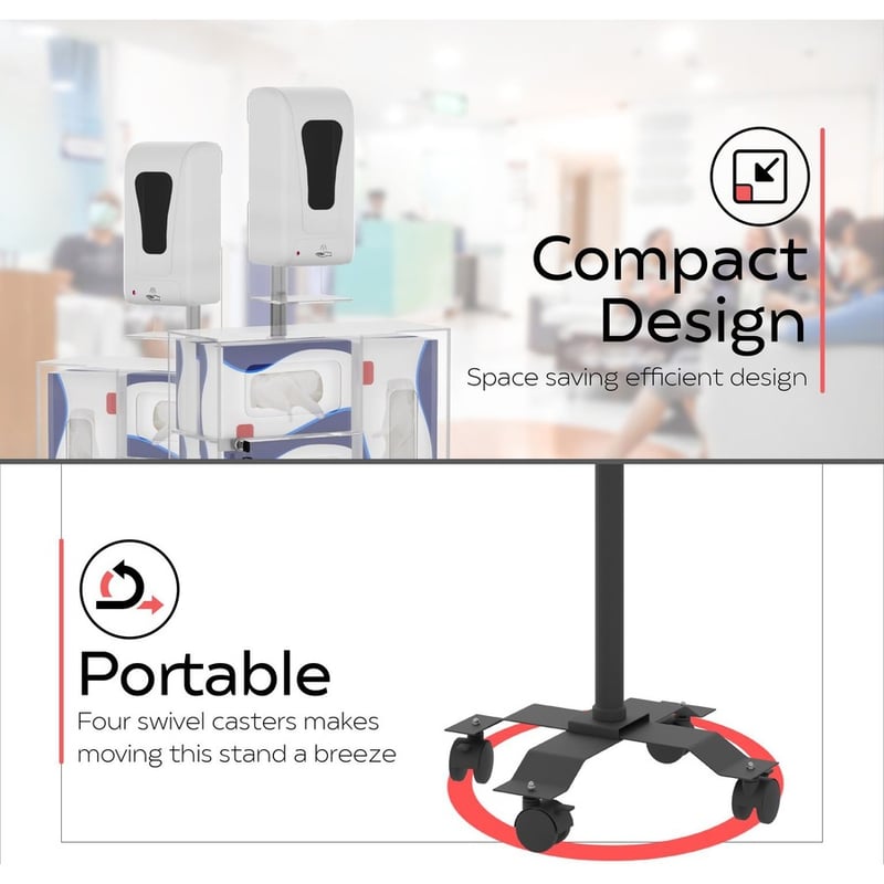 CTA Digital Compact Mobile Sanitizing Station with Automatic Soap Dispenser - Thumbnail 4