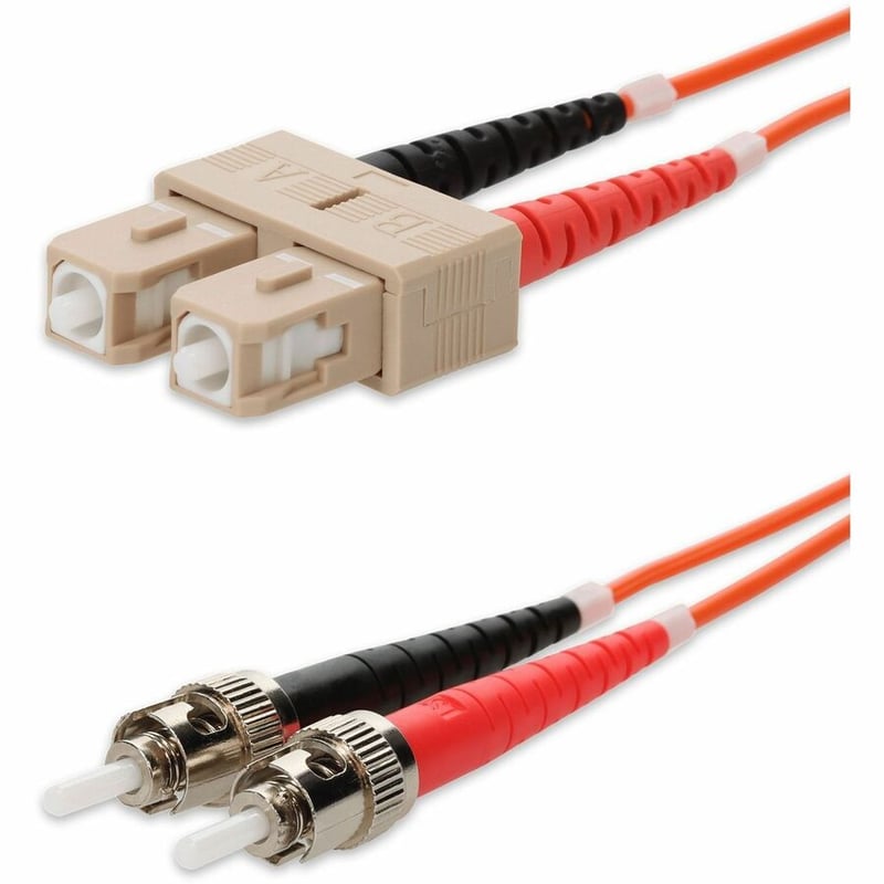 AddOn 2m ST to SC Orange OM1 Duplex OFNR (Riser-Rated) MMF Fiber Patch Cable - Thumbnail 2