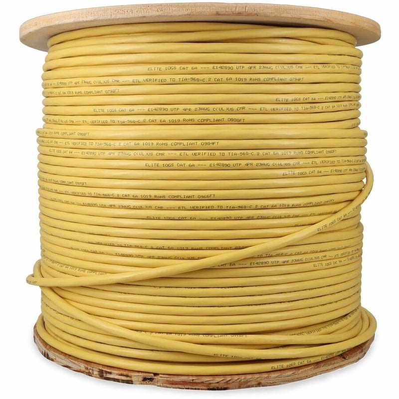 AddOn 1000ft Non-Terminated Yellow CAT 6A PVC Bulk Cable - Thumbnail 4