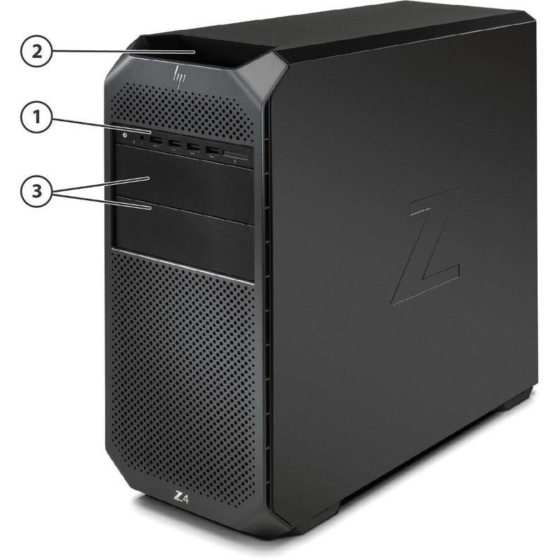 HP Z4 G4 Workstation - 1 x Intel Xeon W-2104 - 16 GB - Mini-tower - Black - Thumbnail 3