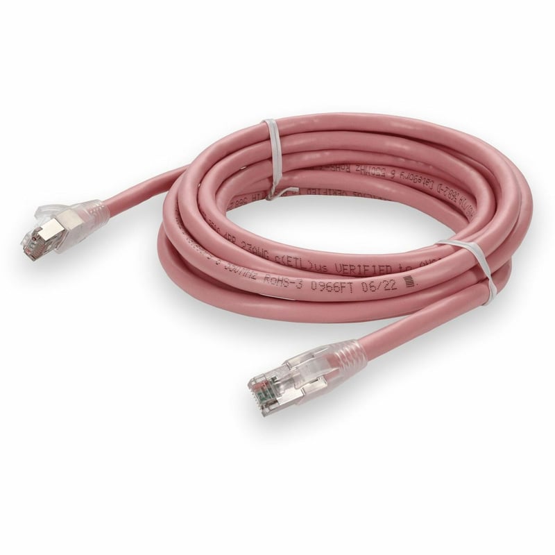 AddOn 7ft Pink CAT 6 Shielded PVC Ethernet Cable Snagless Easy Clear Boot RJ-45 M/M - Thumbnail 1
