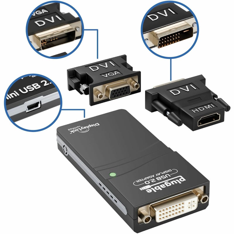Plugable USB 2.0 to DVI/VGA/HDMI Video Graphics Adapter - Thumbnail 1
