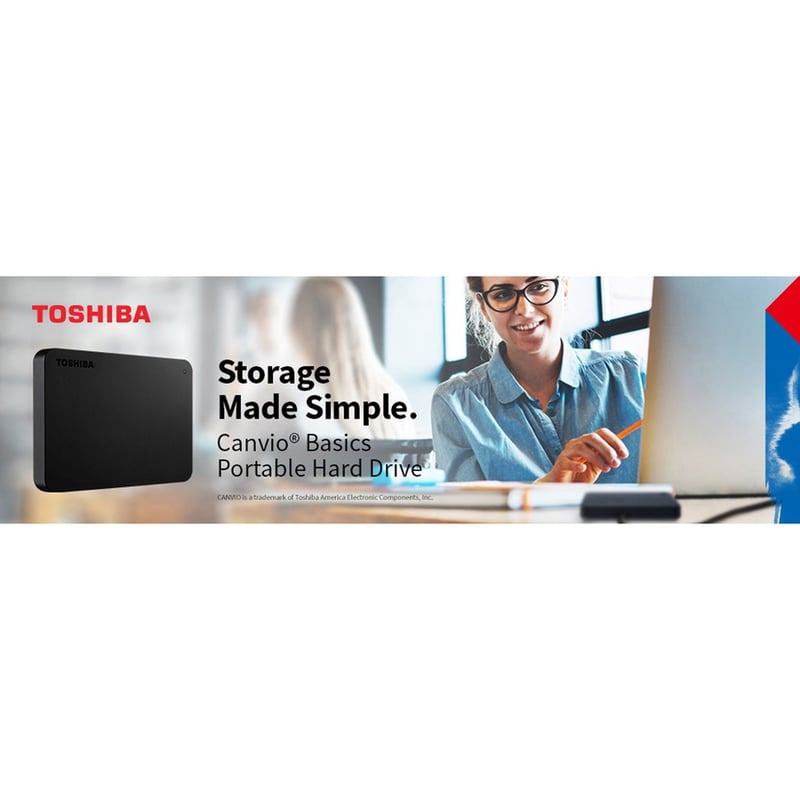 Toshiba Canvio Basics 1 TB Hard Drive - External - Black - Thumbnail 2