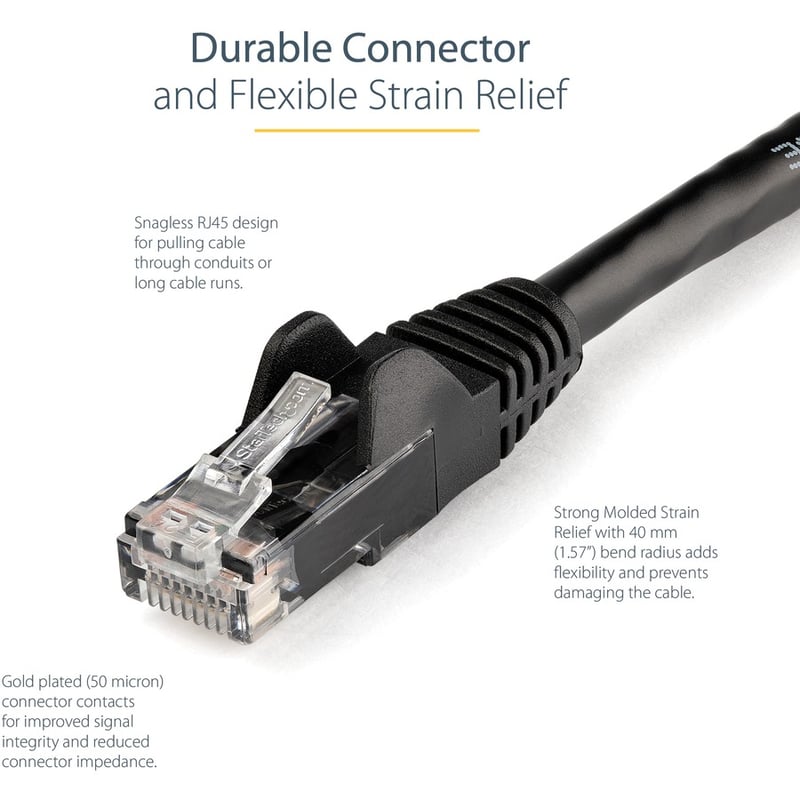 StarTech.com 25ft CAT6 Ethernet Cable - Black Snagless Gigabit - 100W PoE UTP 650MHz Category 6 Patch Cord UL Certified Wiring/TIA - Thumbnail 4