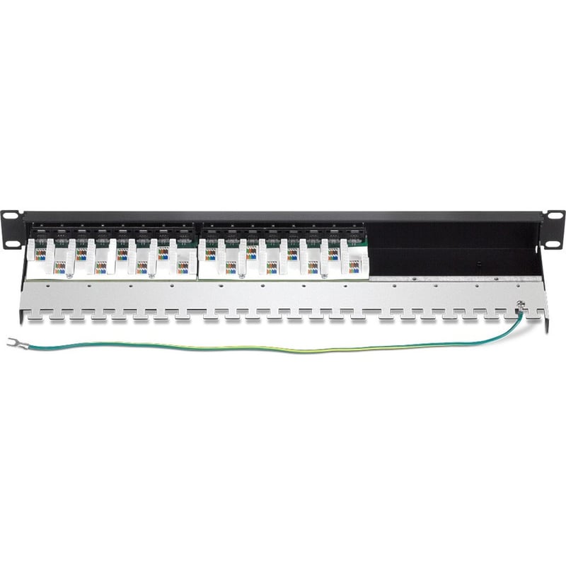 TRENDnet 16-Port Cat6A Shielded Patch Panel, 1U 19" Metal Housing, 10G Ready, Cat5e,Cat6,Cat6A Compatible, Cable Management, Color-Coded Labeling for T568A and T568B Wiring, Black, TC-P16C6AS - Thumbnail 5