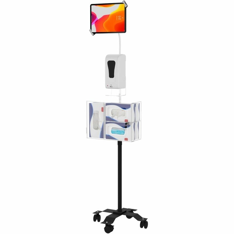 CTA Digital Compact Security Gooseneck Floor Stand for 7-13 Inch Tablets with Sanitizing Station & Automatic Soap Dispenser - Thumbnail 2