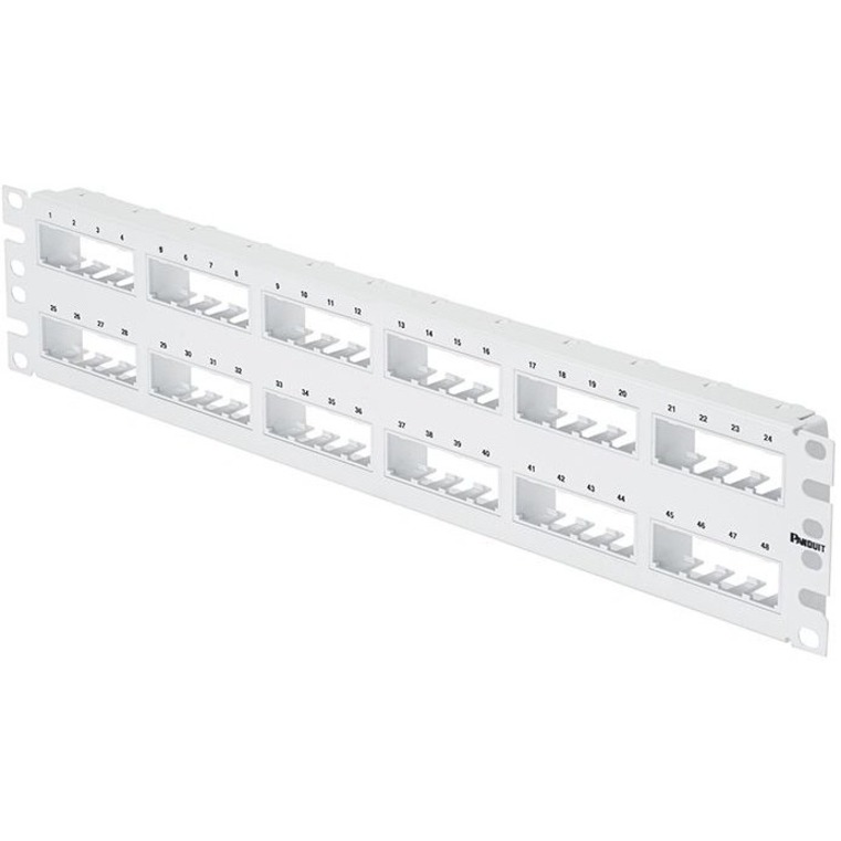 PanNet Flat,Unshielded, Patch Panel, 48 Port, 2 RU, White - Thumbnail 3