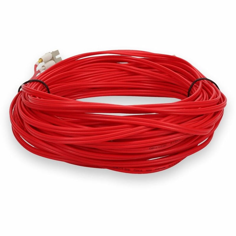 AddOn 30m LC to LC Red OM4 Duplex OFNR (Riser-Rated) Fiber Patch Cable - Thumbnail 4
