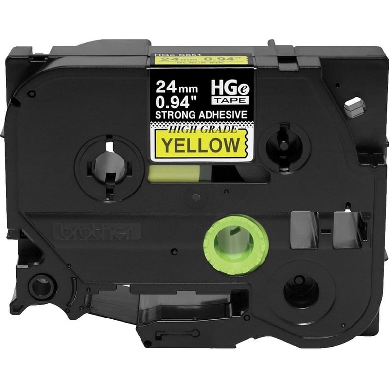 Brother HGES6515PK Black on Yellow Extra-Strength Adhesive Label Tape - Thumbnail 1