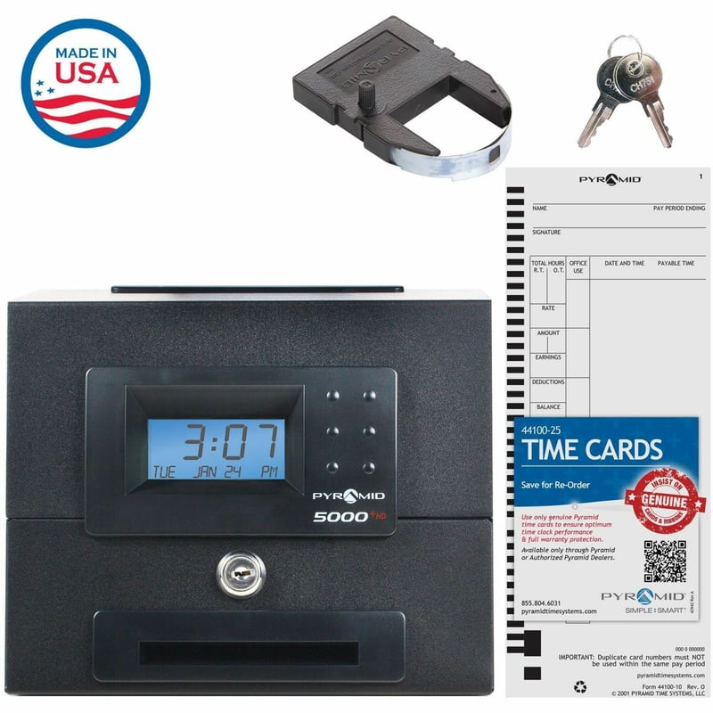 Pyramid Time Systems 5000HD Heavy Duty Auto Totaling Time Clock - Thumbnail 1