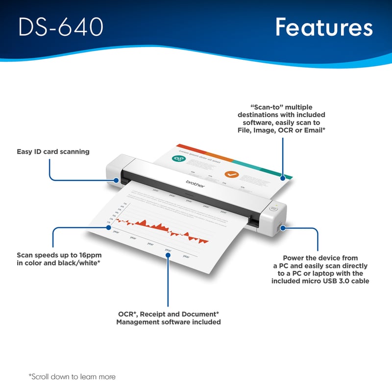 Brother DSMobile DS-640 Sheetfed Scanner - 600 dpi Optical - Thumbnail 3