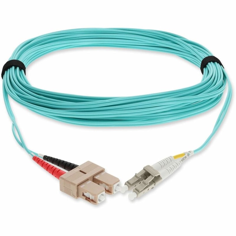 AddOn 0.5m SC to LC Aqua OM4 Duplex OFNR (Riser-Rated) TAA Fiber Patch Cable