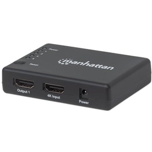 HDMI Splitter 4-Port (Compact), 4K@30Hz, Displays output from x1 HDMI source to x4 HD displays (same output to four displays), AC Powered (cable 0.7m), Black, Three Year Warranty - Thumbnail 1