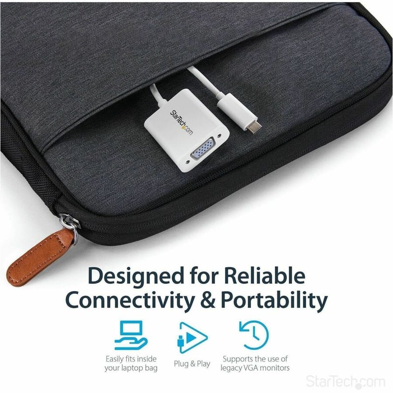 StarTech.com USB-C to VGA Adapter - White - Thunderbolt 3 Compatible - USB C Adapter - USB Type C to VGA Dongle Converter - Thumbnail 3