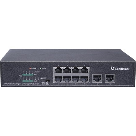 GeoVision 10-Port 10/100/1000M Unmanaged PoE Switch with 8-Port PoE - Thumbnail 2