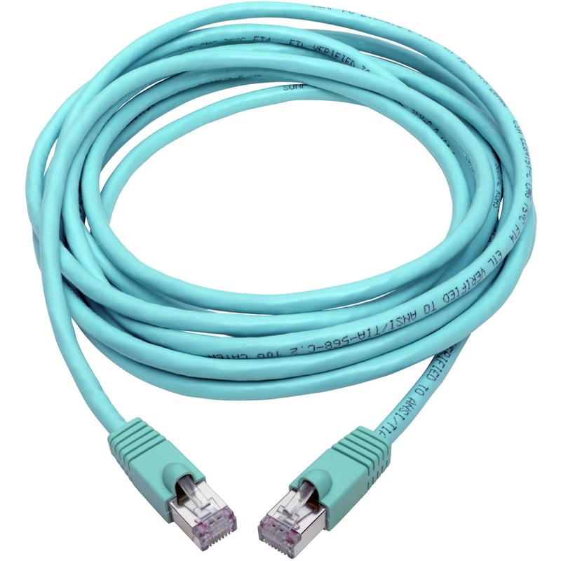 Eaton Tripp Lite Series Cat6a 10G Snagless Shielded STP Ethernet Cable (RJ45 M/M), PoE, Aqua, 14 ft. (4.27 m) - Thumbnail 2