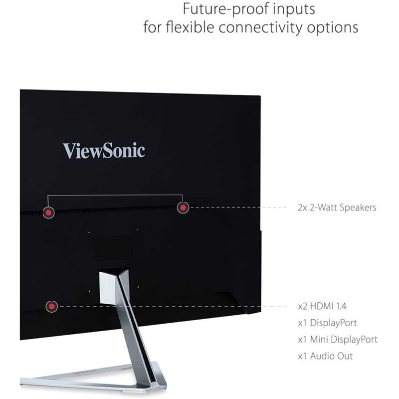 ViewSonic VX3276-2K-MHD 32 Inch Widescreen IPS 1440p Monitor with Ultra-Thin Bezels, HDMI DisplayPort and Mini DisplayPort - Thumbnail 3