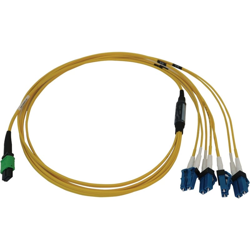 Eaton Tripp Lite Series 400G Singlemode 9/125 OS2 Switchable Fiber Optic Cable (12F MTP/MPO-APC to 4x Duplex LC/UPC F/M), LSZH, Yellow, 1 m (3.3 ft.) - Thumbnail 3