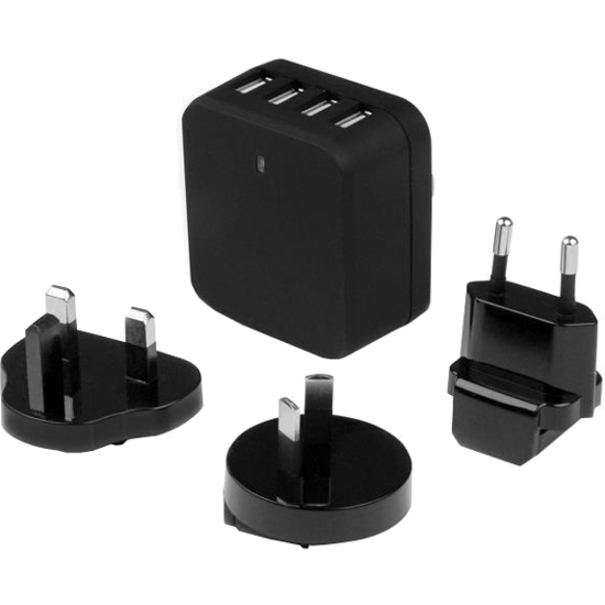 StarTech.com Travel USB Wall Charger " 4 Port " Black " Universal Travel Adapter " International Power Adapter " USB Charger - Thumbnail 5